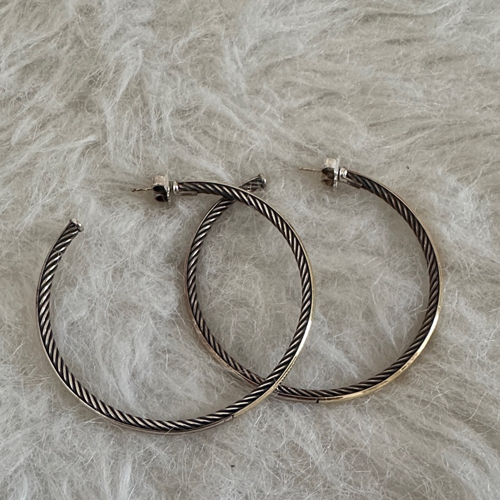 David Yurman gold and silver large hoop earrings